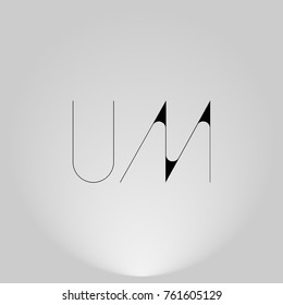 UM Black thin minimalist LOGO Design with Highlight on Gray background.