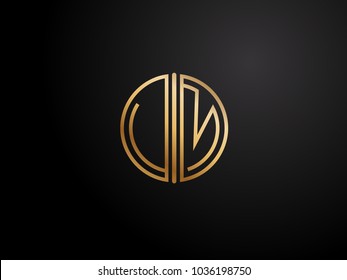 UM circle Shape Letter logo Design in gold color
