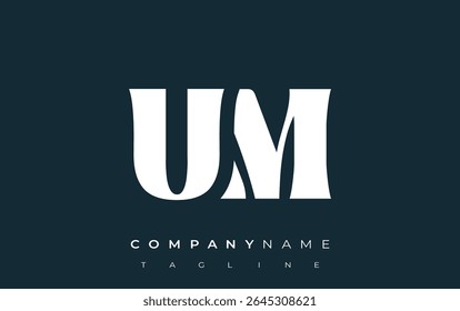 UM Creative Abstract Typography Logo Design. Elegant logo combining bold typography and creative shapes, ideal for branding and identity solutions.