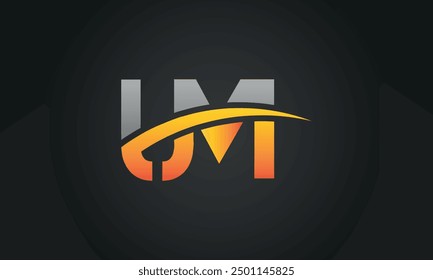 UM creative and modern letter logo design. UM logo design vector in black background.