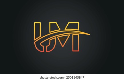 UM creative and modern letter logo design. UM logo design vector in black background.