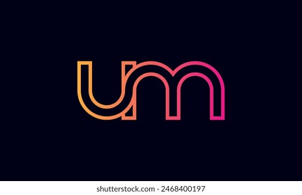 UM Creative And Modern UM Logo. Initial Letter UM Logo Design on Black Background.