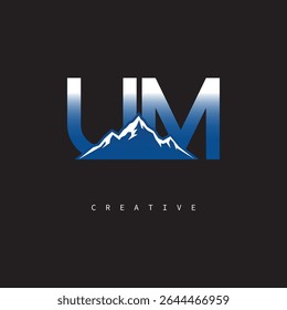 UM Creative Mountain Logo Bold Gradient Letter mark Branding Design for Business Outdoor Brands