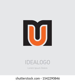 UM - design element or icon. M and U initials, logo. MU - monogram template or logotype. Vector illustration.