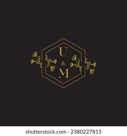 UM elegant wedding initial logo in high quality professional design that will print well across any print media