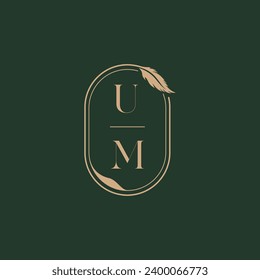 UM feather concept wedding monogram logo design ideas as inspiration