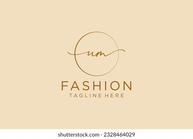 UM Feminine logo beauty monogram and elegant logo design, handwriting logo of initial signature, wedding, fashion, floral and botanical with creative template.