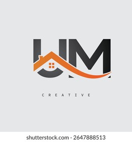 UM House Letter Logo – Creative Real Estate Monogram with Roof Shape and Home Icon for Property, Architecture and Modern Branding Identity