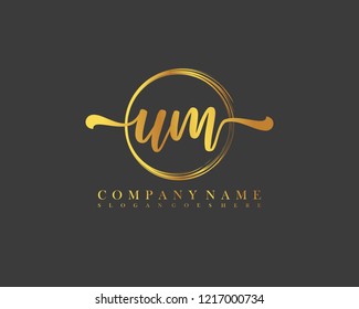 UM initial handwriting logo circle template vector