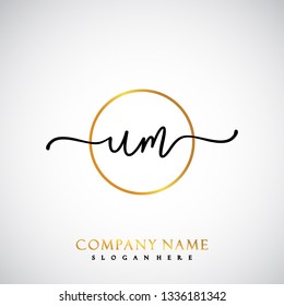 UM Initial Handwriting logo template vector