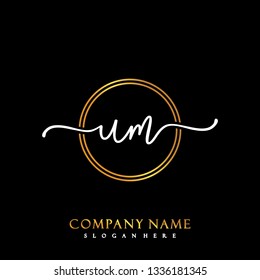 UM Initial Handwriting logo template vector