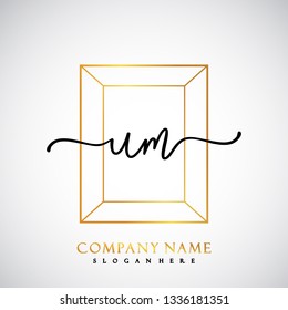 UM Initial Handwriting logo template vector