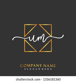 UM Initial Handwriting logo template vector