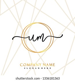 UM Initial Handwriting logo template vector