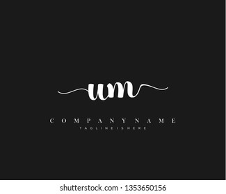 UM initial handwriting logo template vector