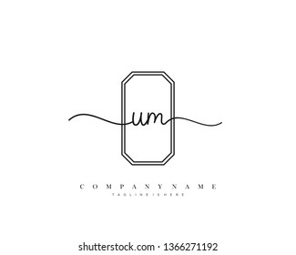 UM initial handwriting logo template vector