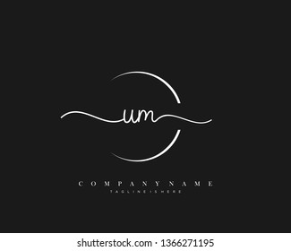 UM initial handwriting logo template vector