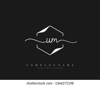 UM initial handwriting logo template vector