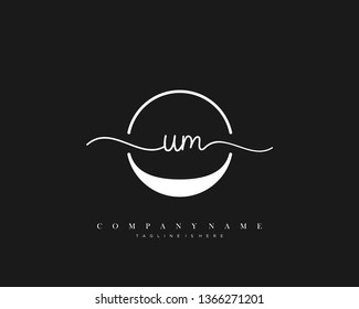 UM initial handwriting logo template vector