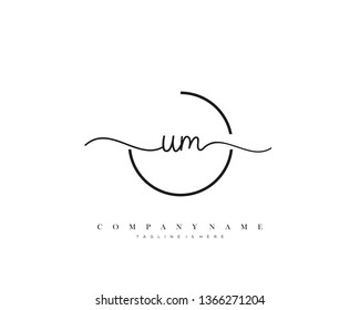 UM initial handwriting logo template vector