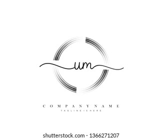 UM initial handwriting logo template vector