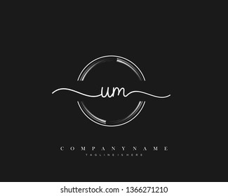 UM initial handwriting logo template vector