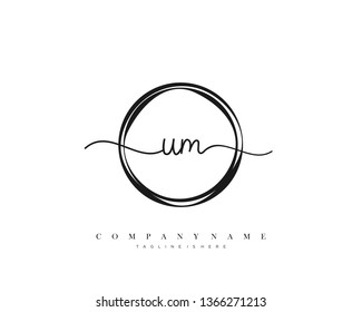 UM initial handwriting logo template vector