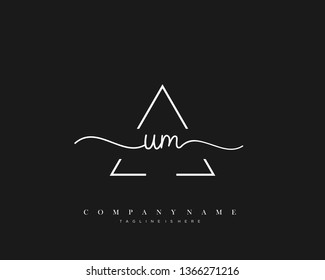 UM initial handwriting logo template vector