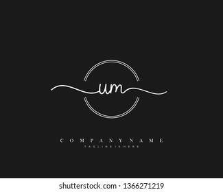 UM initial handwriting logo template vector