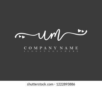 UM Initial handwriting logo vector