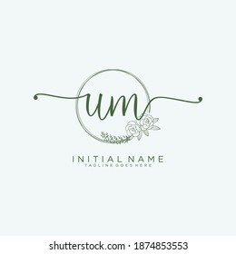 UM Initial handwriting logo vector