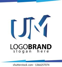 UM Initial Letter logo in negative space vector template