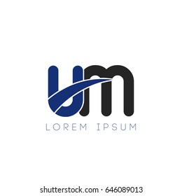 um initial letter uppercase logo blue and black