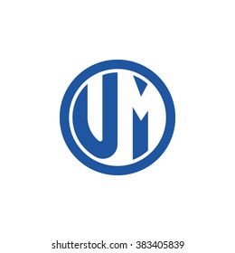 UM initial letters circle business logo blue