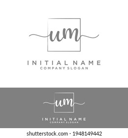 UM Initial letters, handwriting signature logo.