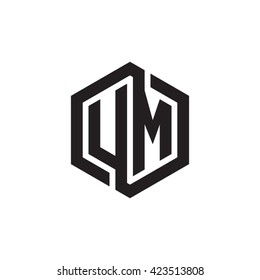 UM initial letters looping linked hexagon monogram logo