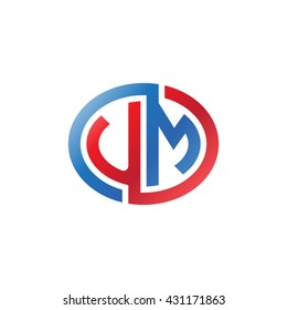 UM initial letters looping linked ellipse logo red blue