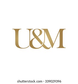 U&M Initial logo. Ampersand monogram golden logo
