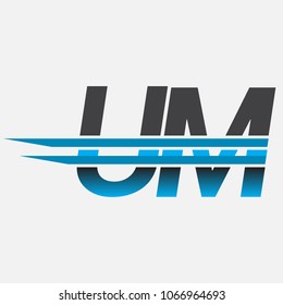 UM initial logo company name colored black and blue, Simple and Modern Logo Design.