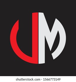 UM Initial Logo design Monogram Isolated on black background