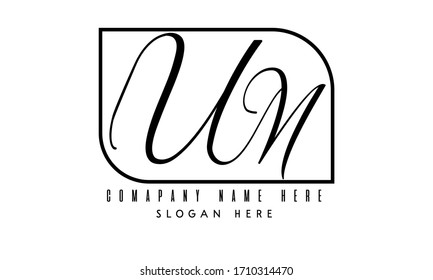 Um initial logo handwriting  vector template