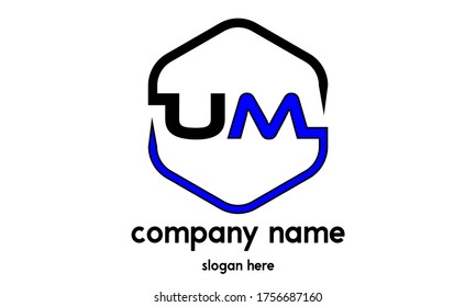 UM initial logo hexagon vector