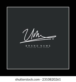 UM Initial Logo in Signature Style for Photography and Fashion Business - Hand Drawn Signature Logo Vector