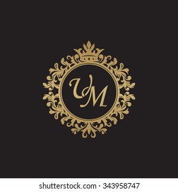 UM initial luxury ornament monogram logo