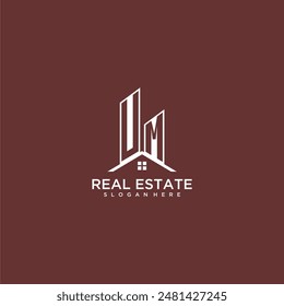 UM initial monogram building and roof logo for real estate