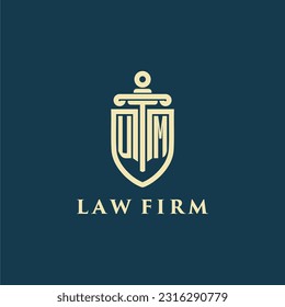 UM initial monogram for law firm with sword and shield logo image