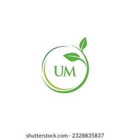 UM initial monogram letter for nature logo with leaf image design