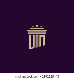 UM initial monogram logo design for lawfirm lawyers with pillar vector image