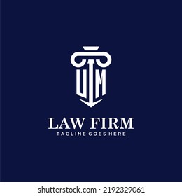 UM initial monogram logo lawfirm with pillar design