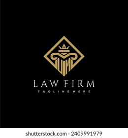 UM initial monogram logo for lawfirm with pillar in creative square design